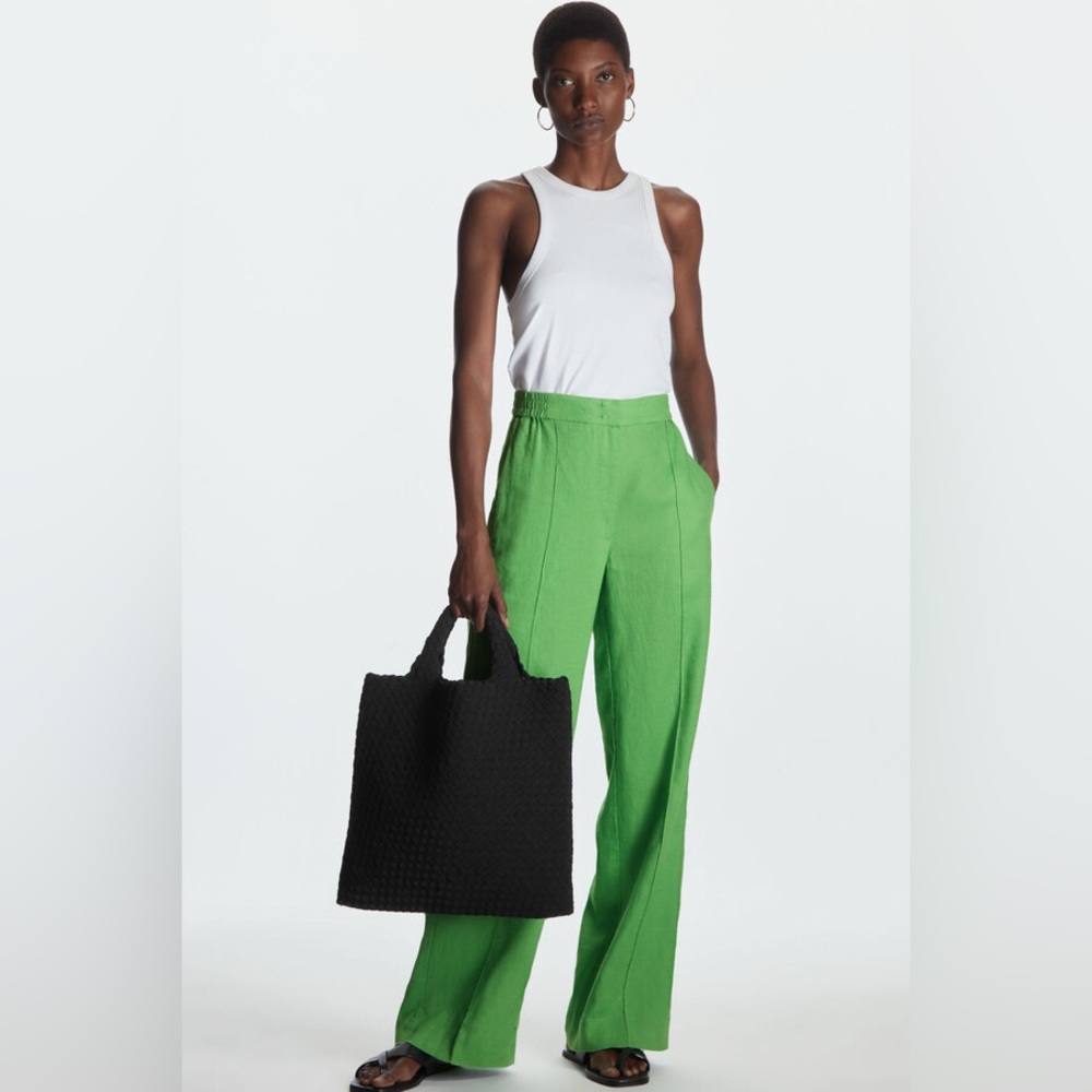 COS Straight-Leg Linen Pants Green